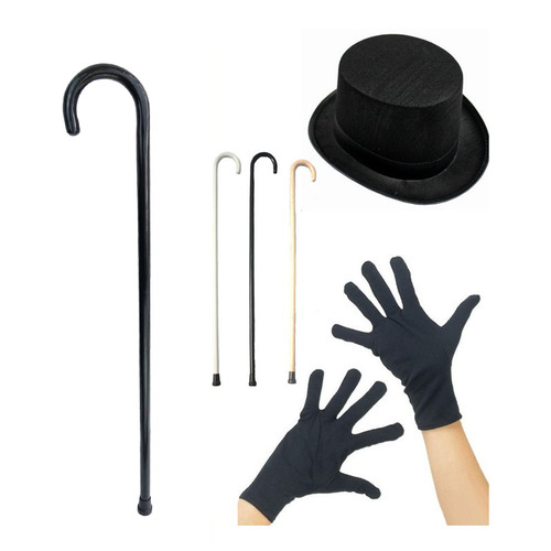할로윈 파티 성능 단단한 나무 지팡이 검은 지팡이 재즈 목발 화이트 블랙 댄스 장갑 링컨 모자 &gt; 맛의 재즈 지팡이