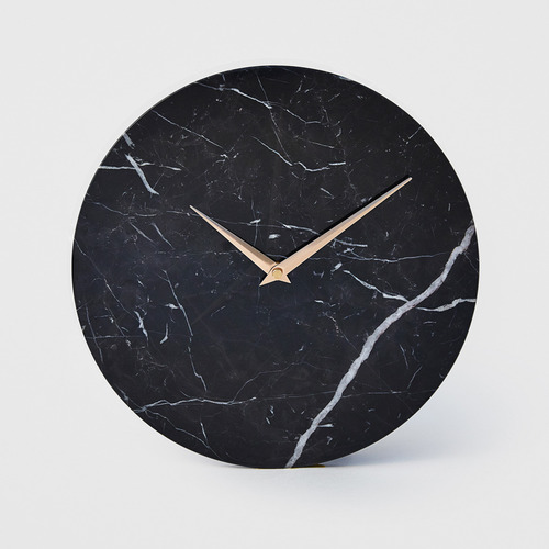 북유럽 현대 미니멀 디자인 자연 검은 대리석 시계 대리석 황동 포인터 거실 벽걸이