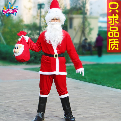 산타 클로스 의상 성인 크리스마스 의상 남성용 골드 벨벳 의상 산타 클로스 드레스 정장 여성