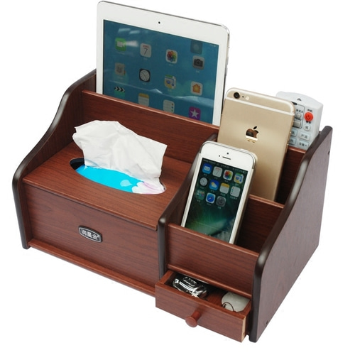 티슈 박스 나무 서랍 상자 중국어 다기능 홈 거실 간단한 커피 테이블 데스크탑 원격 제어 냅킨 보관ipad 넣어