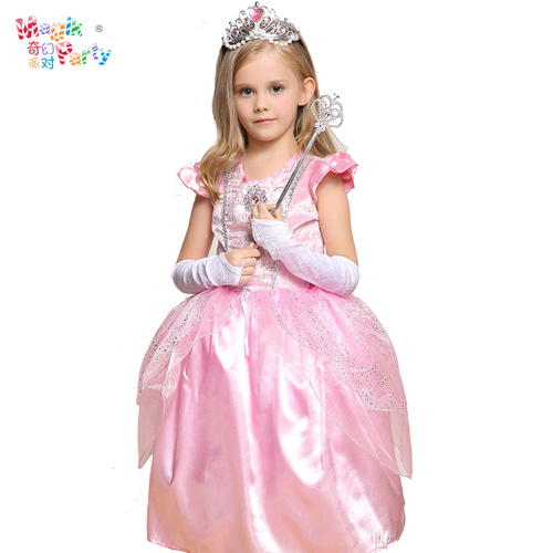 할로윈 어린이 공연 의상 코스프레 공연 의상 핑크 드레스 플라워 걸 푹신한 원사 프린세스 드레스