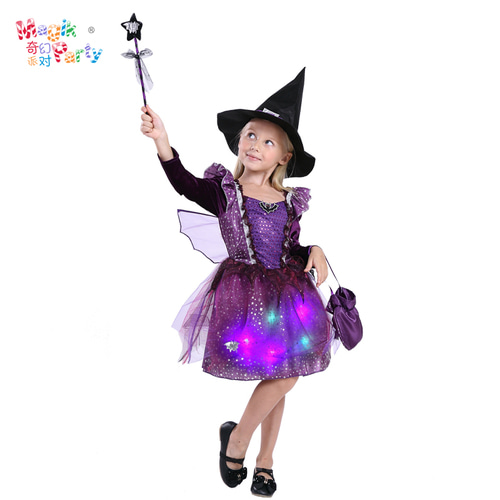 아이들의 의상 코스프레 공연 의상 소녀 마녀 박쥐 작은 마녀 스커트 마법사