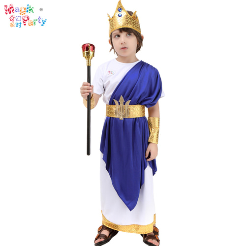 할로윈 어린이 의상 코스프레 소년 로마 고대 그리스 바다 신 해왕성 옷