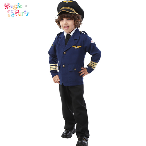 할로윈 어린이 공연 의상 코스프레 공연 의류 소년 작은 경찰 조종사 캡틴 의상